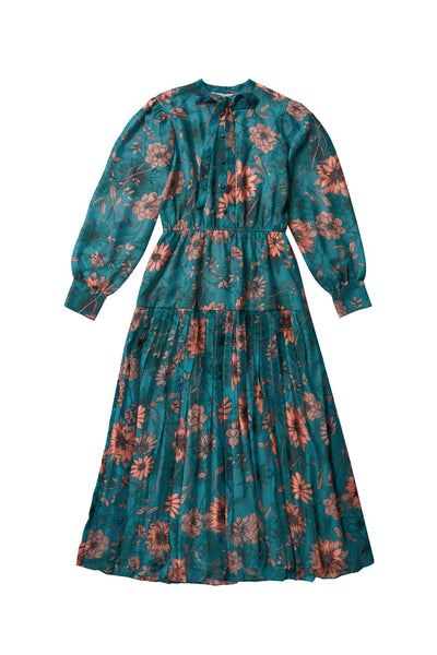 Paloma Dress in Flower in Green Print #1533GPN