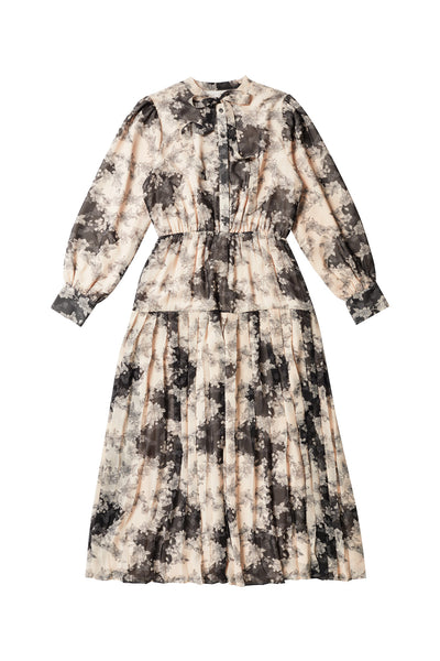 Paloma Dress in Pale Pink Black Print #1533POP
