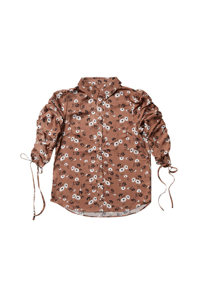 Blouse Flowers on Brown Print Set #7944UB