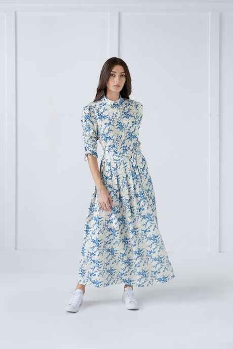 Skirt Blue Flower Print #4025UP
