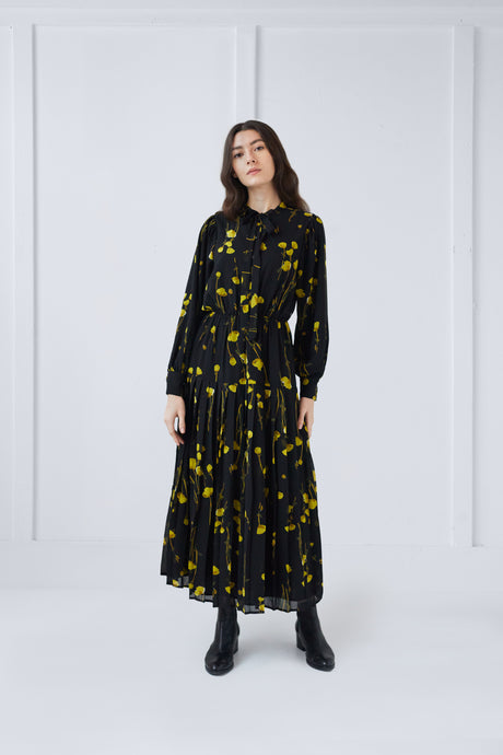 Paloma Dress in Yellow Flower Print #1533YF
