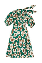 Load image into Gallery viewer, Fiona Dress in Flower Print on Green #7978N