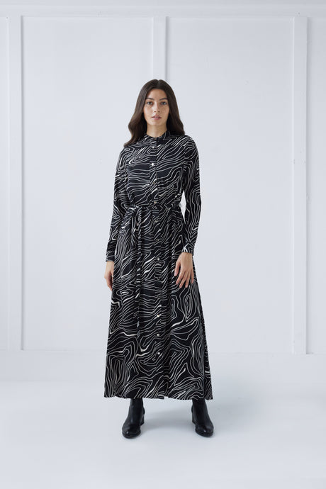 Snap Dress in Black and White Print #3114UZL