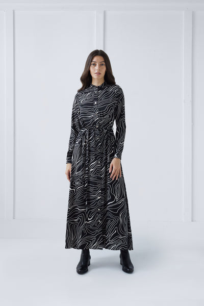 Snap Dress in Black and White Print #3114UZL
