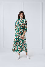 Load image into Gallery viewer, Fiona Dress in Flower Print on Green #7978N