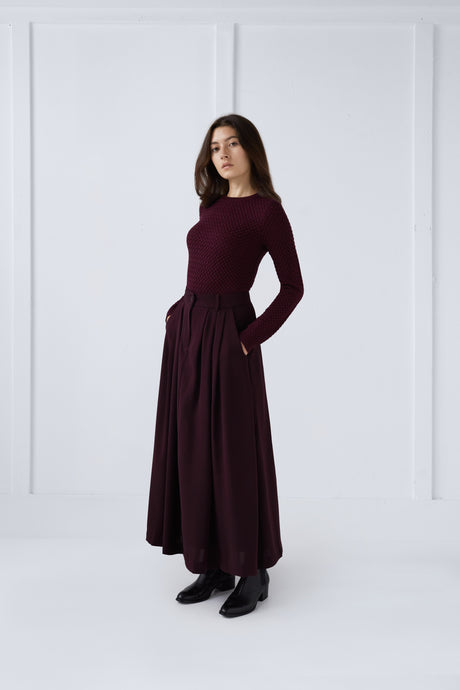 Basket Wave Sweater in Wine  #8190