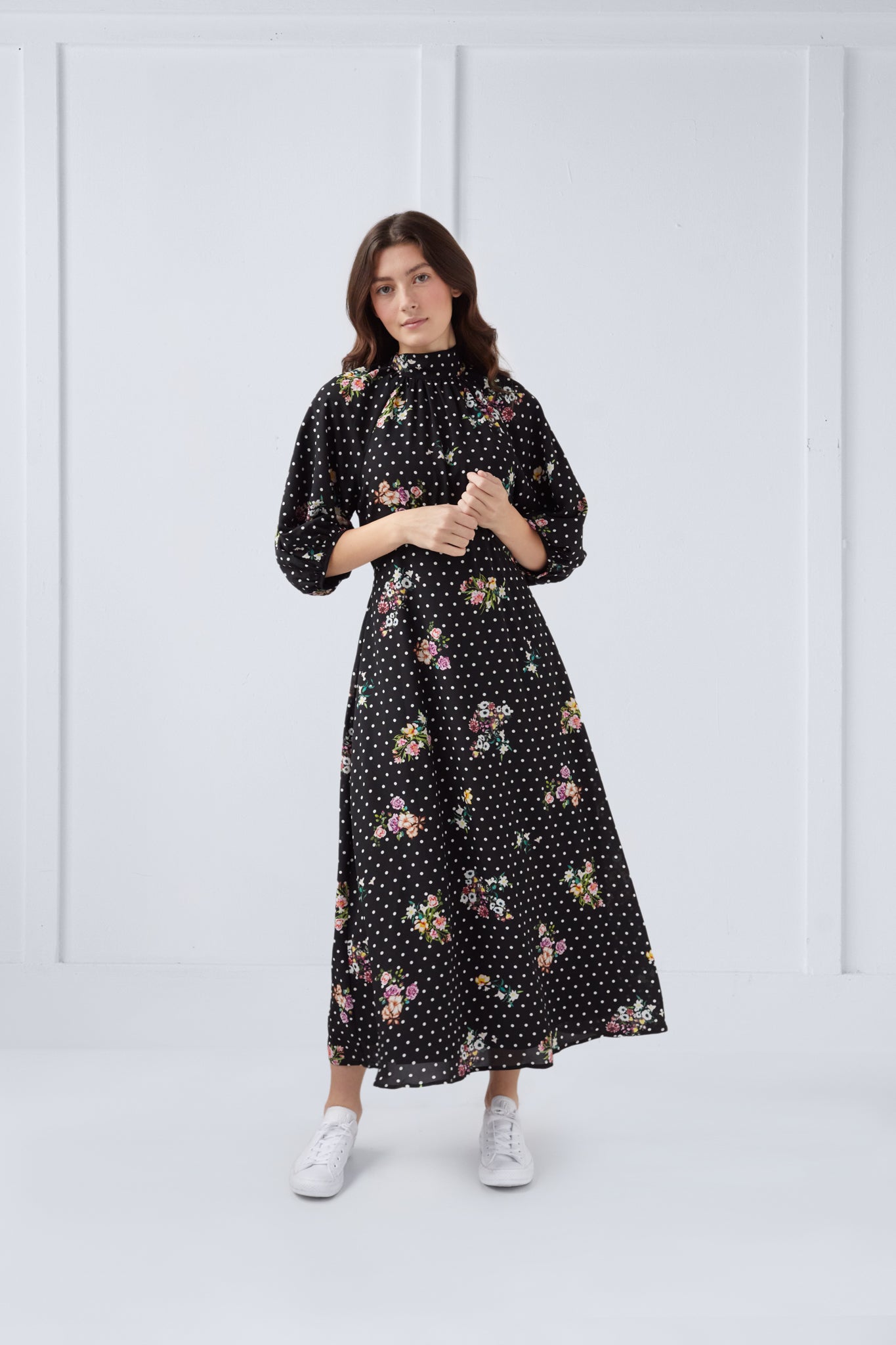 Fiona Dress Dots and Flowers #7978DT