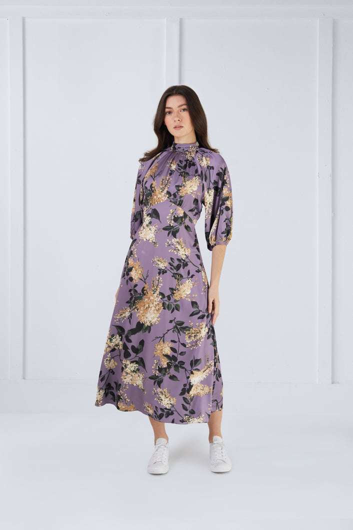 Fiona Dress in Purple Print #7978PF