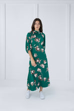 Load image into Gallery viewer, Fiona Dress in Green Pink Print #7978PN