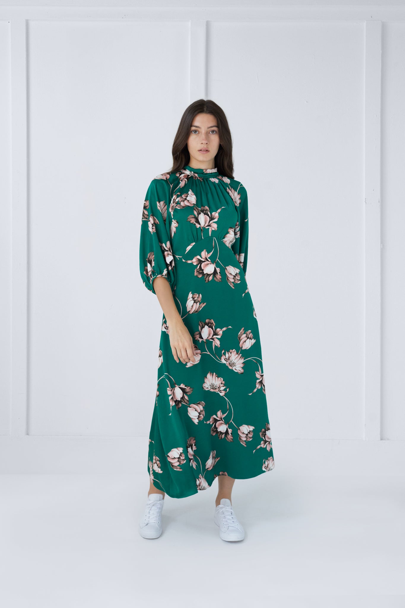 Fiona Dress in Green Pink Print #7978PN FINAL SALE – UNAYA