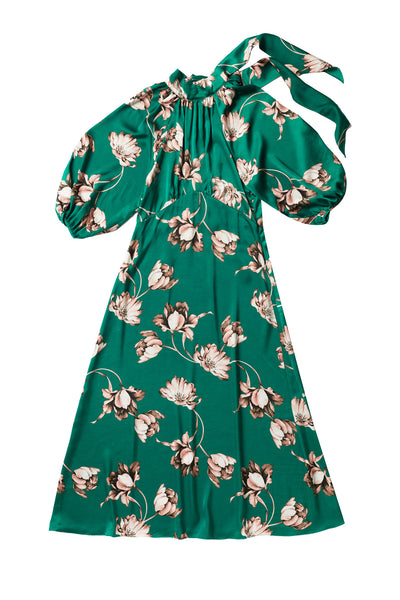 Fiona Dress in Green Pink Print #7978PN