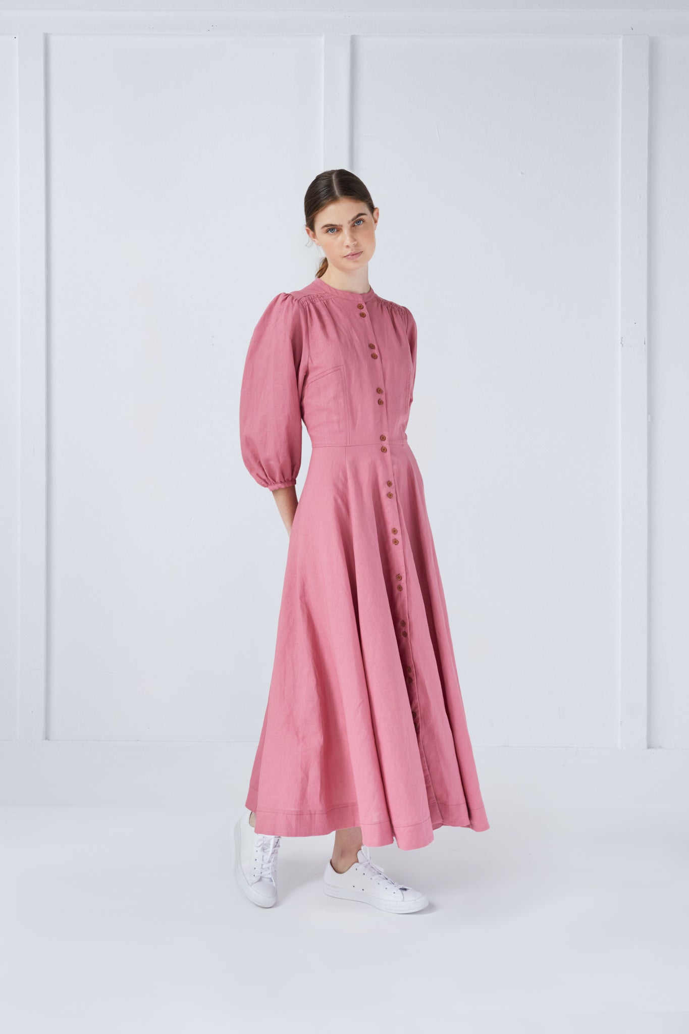 Margo Dress in Mauve Linen #7980LNMV FINAL SALE  UNAYA