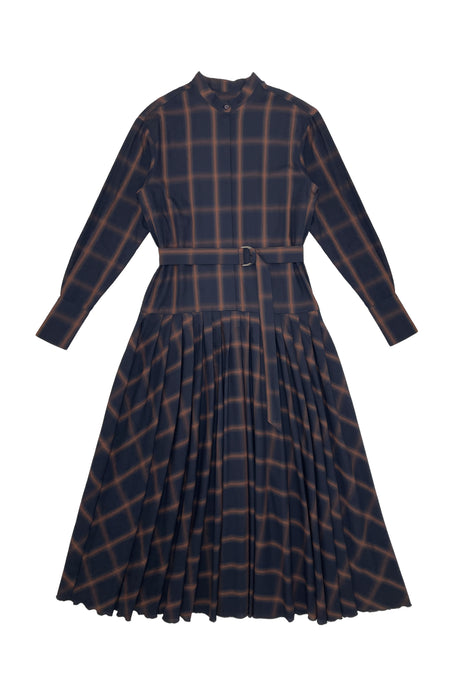 Valentina Dress Navy with Cognac Plaid #8160PLD