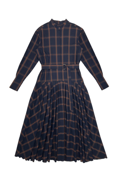Valentina Dress Navy with Cognac Plaid #8160PLD