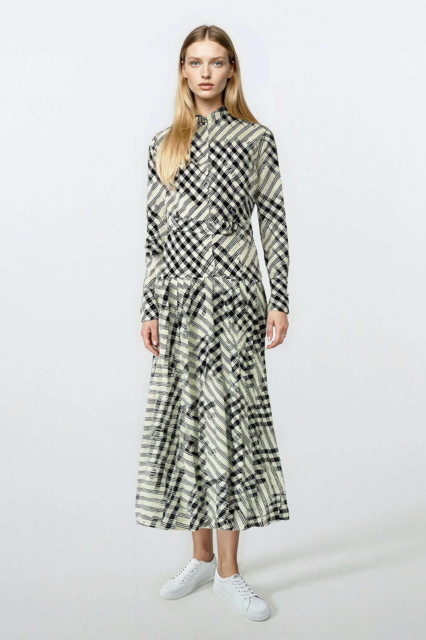 Valentina Dress Black and White Plaid #8160SLB