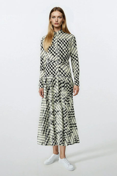 Valentina Dress Black and White Plaid #8160SLB
