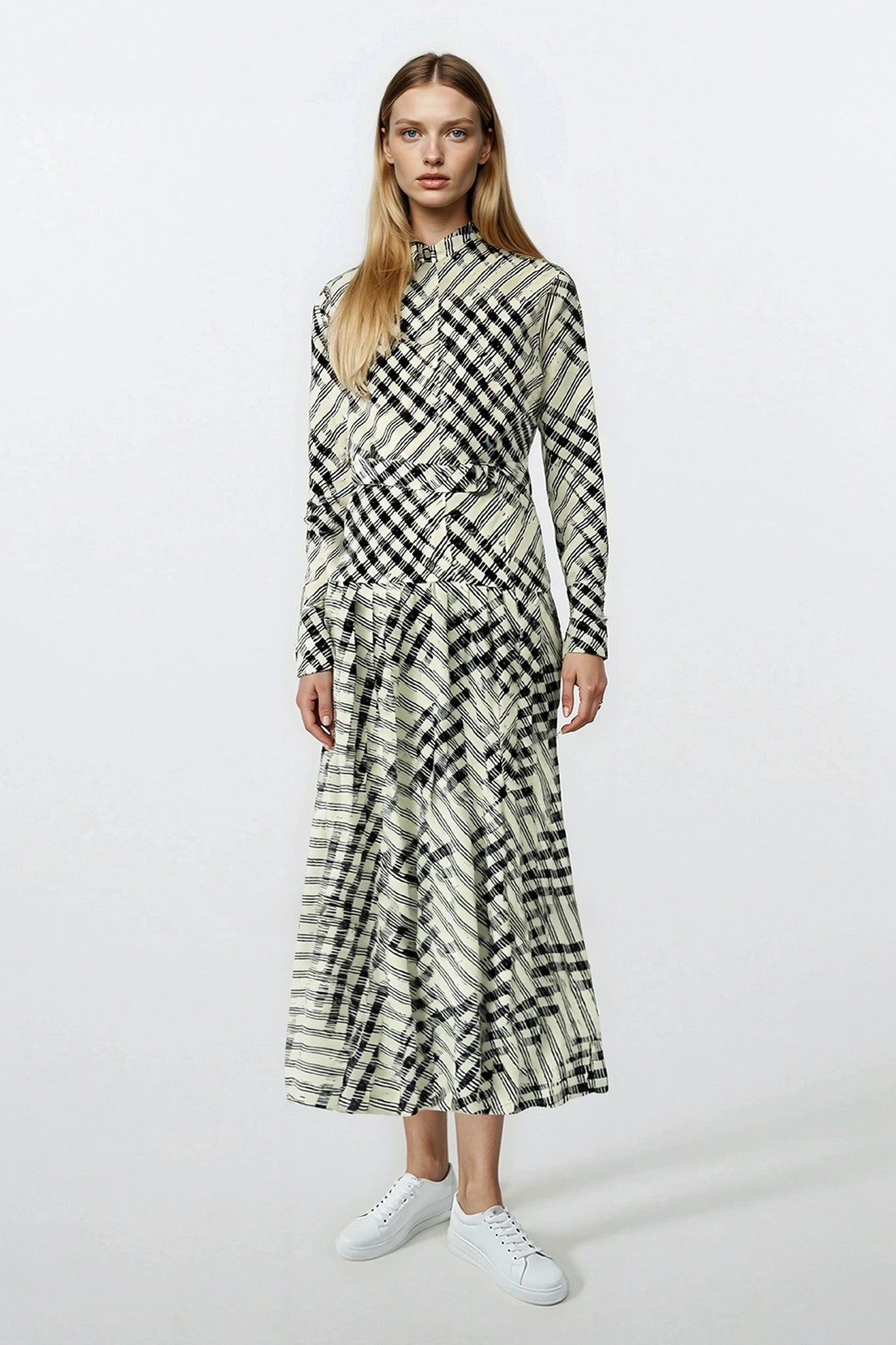 Valentina Dress Black and White Plaid #8160SLB