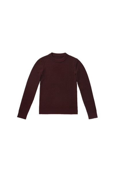 Basket Wave Sweater in Wine #8190