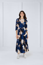 Load image into Gallery viewer, Leah Dress in Print on Navy #8228KF