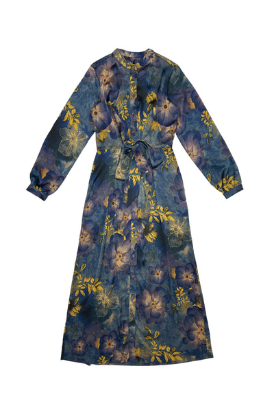 Lisa Dress Blue Golden Print #8298BGP