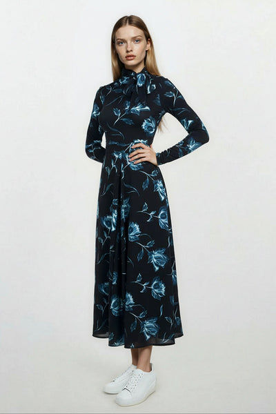 Jersey Top with Tie Blue Rose #7144BLFL
