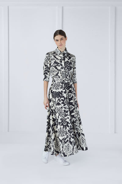 Helena Skirt in Black and White Flower Print #8303SBW