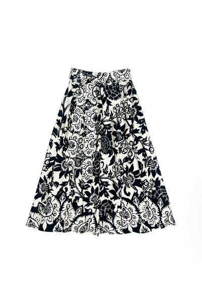 Helena Skirt in Black and White Flower Print #8303SBW