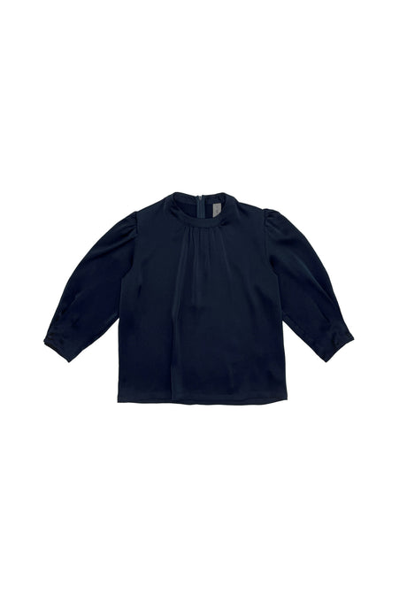 Lydia Blouse in Navy Hammered Silky Fabric #8315HNV