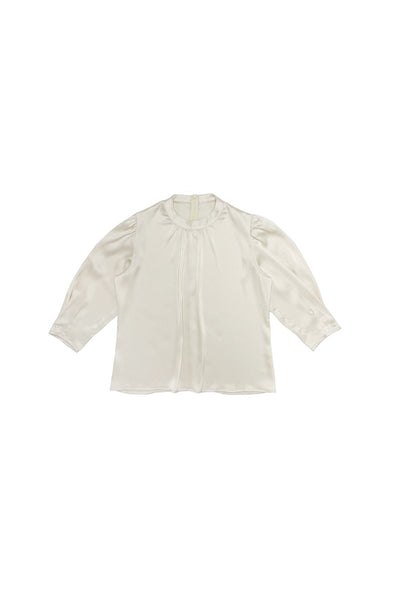 Lydia Blouse in Ivory Hammered Silky Fabric #8315WST