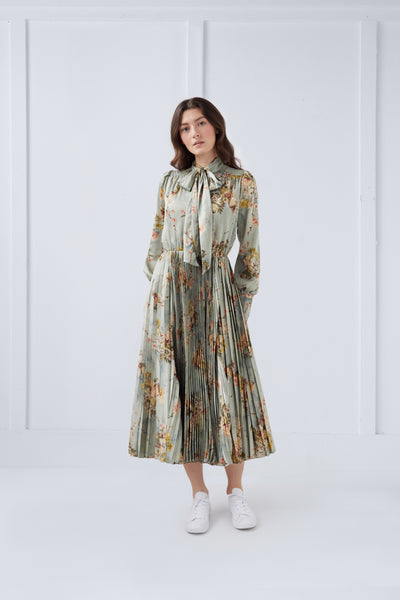 Valeria Dress Print on Green #8452BB