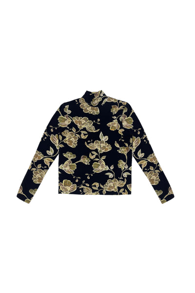 Jersey Top Tan Flowers #8455GFB