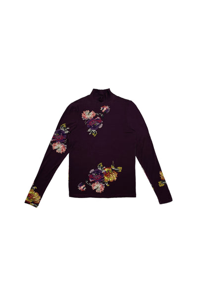 Jersey Top Flowers with Burgundy Background #8458CP