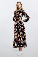 Load image into Gallery viewer, Tina Dress Flowers on Black #8463FPB