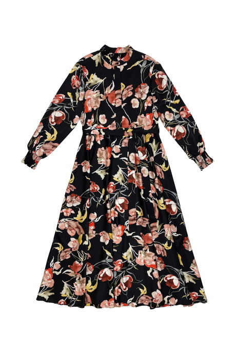 Tina Dress Flowers on Black #8463FPB