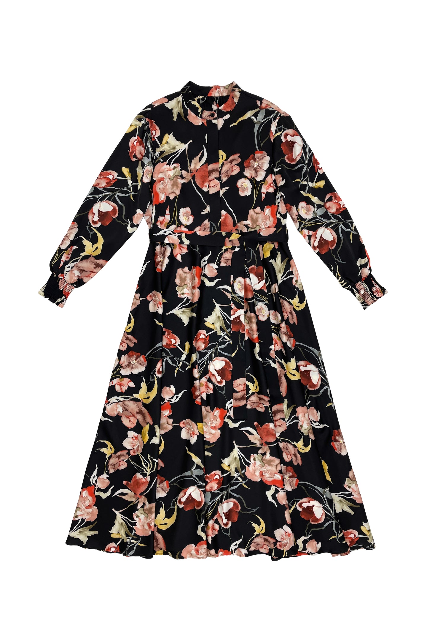 Tina Dress Flowers on Black #8463FPB