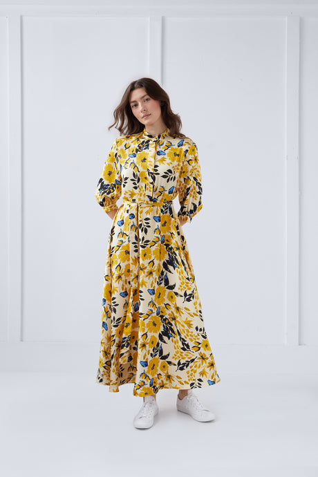 Tina Dress in Yellow Flower #8463SSYF
