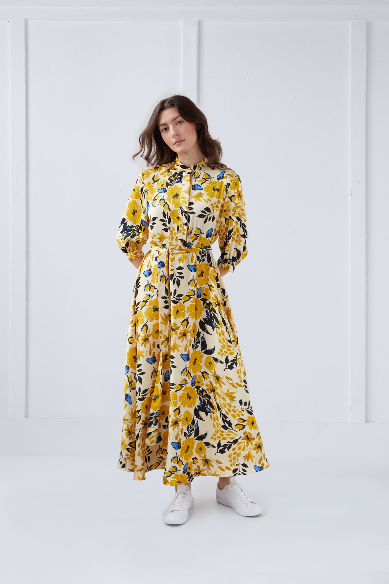 Tina Dress in Yellow Flower #8463SSYF