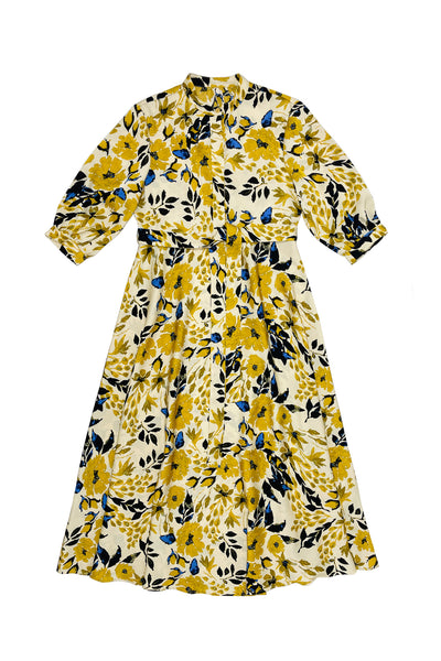 Tina Dress in Yellow Flower #8463SSYF
