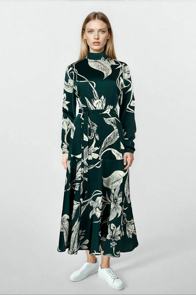 Leah Dress Print on Green #8468HNG