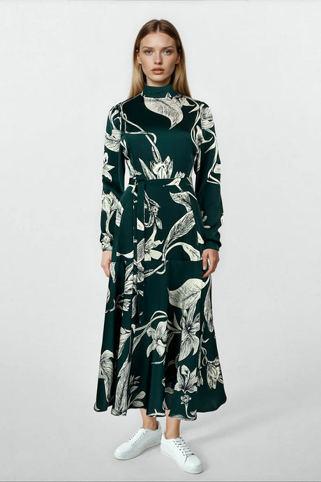 Leah Dress Print on Green #8468HNG