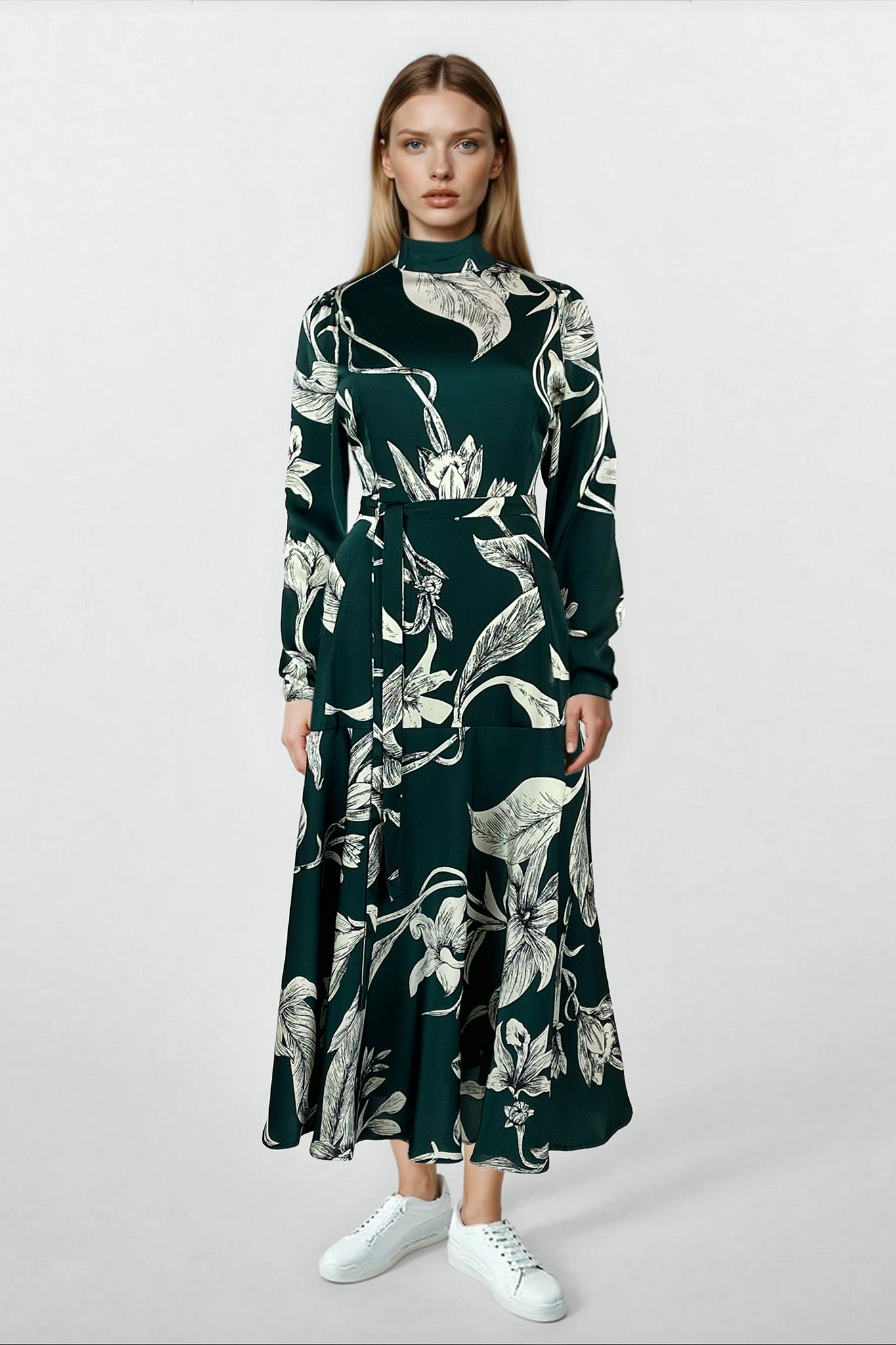 Leah Dress Print on Green #8468HNG