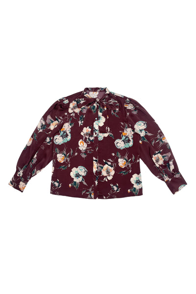 Katherine Blouse Burgundy Flower #8524MF