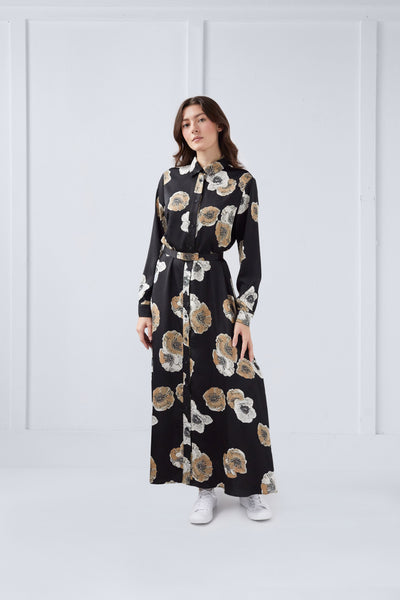 Agnes Dress in Beige Flower #8570FOB