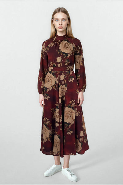 Juno Skirt Rose on Burgundy #8578BKW