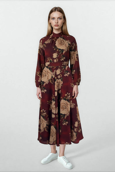 Fiona Blouse Rose on Burgundy #8660BKW