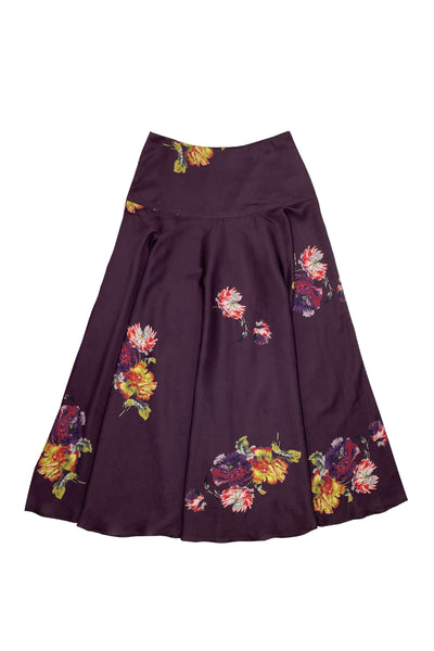 Colette Skirt Flowers with Burgundy Background #8614CP