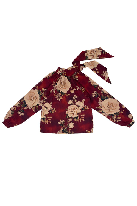 Fiona Blouse Rose on Burgundy #8660BKW