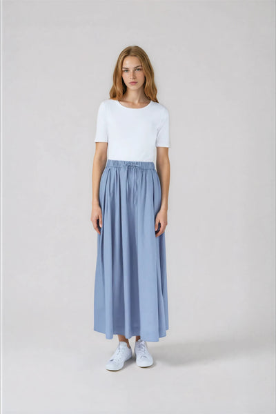Mindy Skirt in Powder Blue Linen #1505LNBL