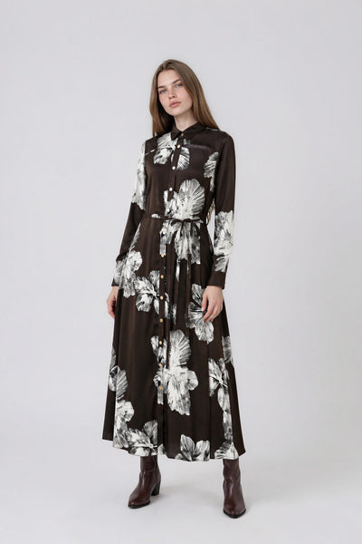 Tamara Dress Flower on Brown #8665UHBP