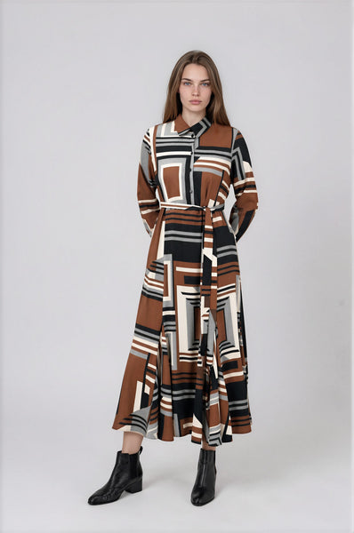 Julia Dress Square Print #8103BWB